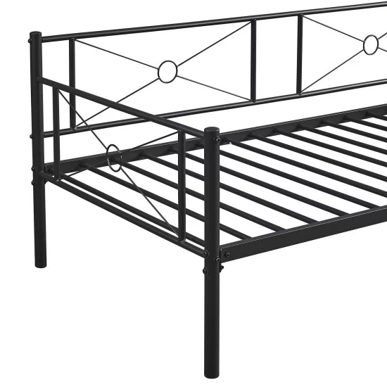 Καναπές Κρεβάτι  CIMARRON Μαύρο Μέταλλο 197.5x96x75cm (Στρώμα 90x190cm)
