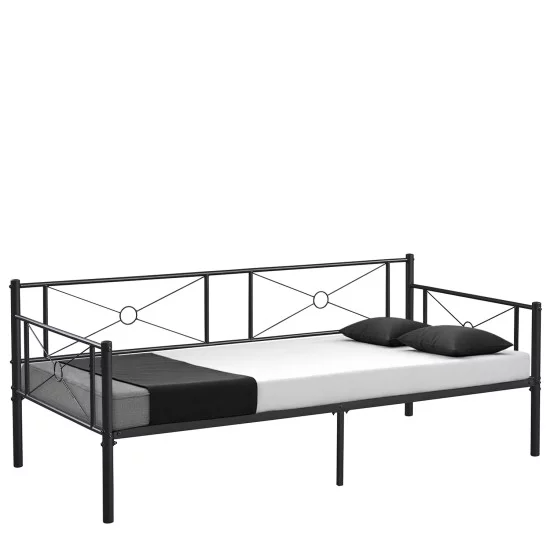 Καναπές Κρεβάτι  CIMARRON Μαύρο Μέταλλο 197.5x96x75cm (Στρώμα 90x190cm)
