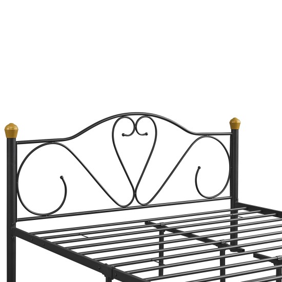 Κρεβάτι Υπέρδιπλο  MOONRISE Μαύρο Μέταλλο Για Στρώμα 160x200cm