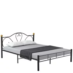 Κρεβάτι Υπέρδιπλο  MOONRISE Μαύρο Μέταλλο 210x168x90cm (Στρώμα 160x200cm)