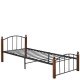 Κρεβάτι Μονό  LARAMIE Μαύρο/Καρυδί Μέταλλο Για Στρώμα 90x200cm
