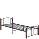 Κρεβάτι Μονό  LARAMIE Μαύρο/Καρυδί Μέταλλο 210x98x76cm (Στρώμα 90x200cm)