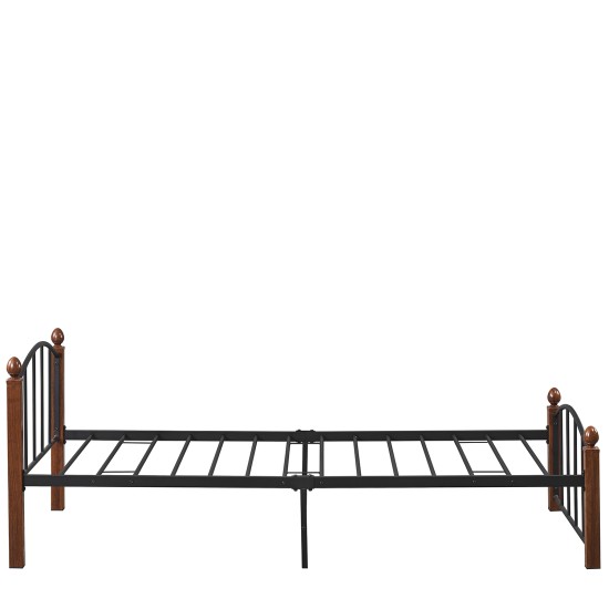 Κρεβάτι Μονό  LARAMIE Μαύρο/Καρυδί Μέταλλο Για Στρώμα 90x200cm