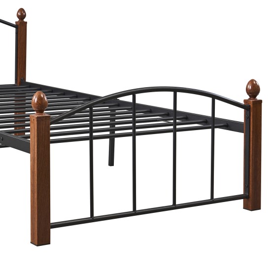 Κρεβάτι Μονό  LARAMIE Μαύρο/Καρυδί Μέταλλο Για Στρώμα 90x200cm