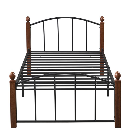 Κρεβάτι Μονό  LARAMIE Μαύρο/Καρυδί Μέταλλο Για Στρώμα 90x200cm