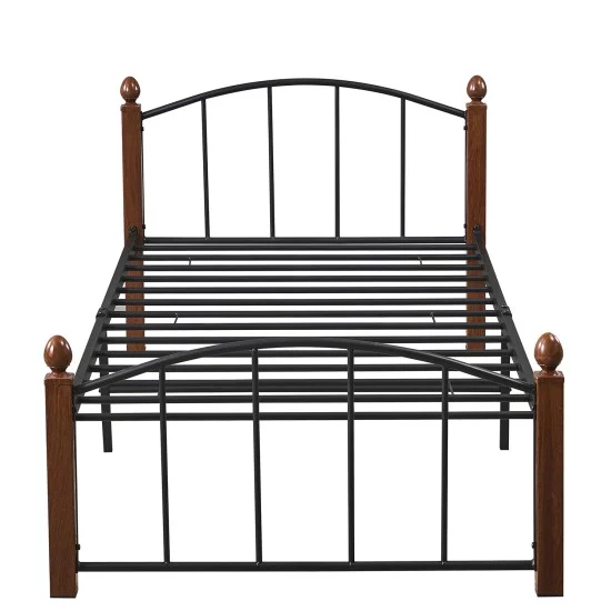 Κρεβάτι Μονό  LARAMIE Μαύρο/Καρυδί Μέταλλο 210x98x76cm (Στρώμα 90x200cm)