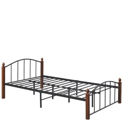 Κρεβάτι Ημίδιπλο  LARAMIE Μαύρο/Καρυδί Μέταλλο Για Στρώμα 120x200cm