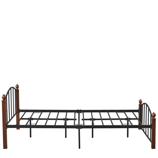 Κρεβάτι Ημίδιπλο  LARAMIE Μαύρο/Καρυδί Μέταλλο Για Στρώμα 120x200cm