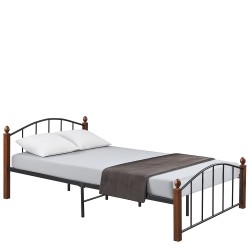 Κρεβάτι Ημίδιπλο  LARAMIE Μαύρο/Καρυδί Μέταλλο Για Στρώμα 120x200cm