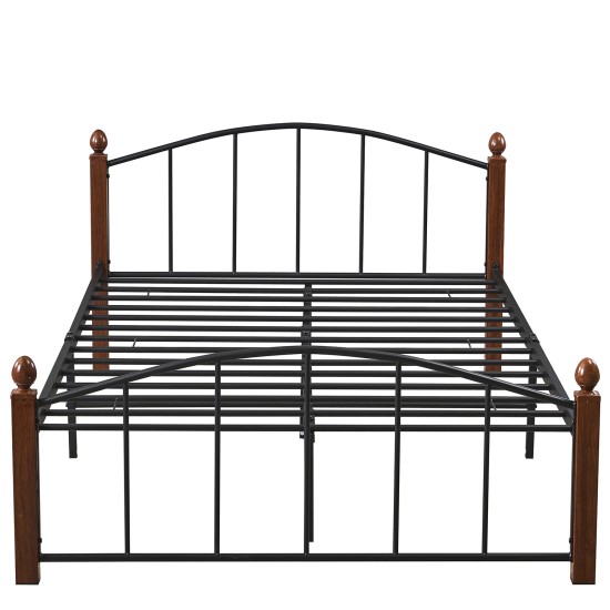 Κρεβάτι Ημίδιπλο  LARAMIE Μαύρο/Καρυδί Μέταλλο Για Στρώμα 120x200cm
