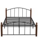 Κρεβάτι Ημίδιπλο  LARAMIE Μαύρο/Καρυδί Μέταλλο Για Στρώμα 120x200cm