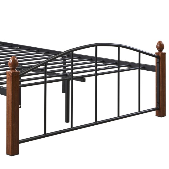 Κρεβάτι Ημίδιπλο  LARAMIE Μαύρο/Καρυδί Μέταλλο Για Στρώμα 120x200cm