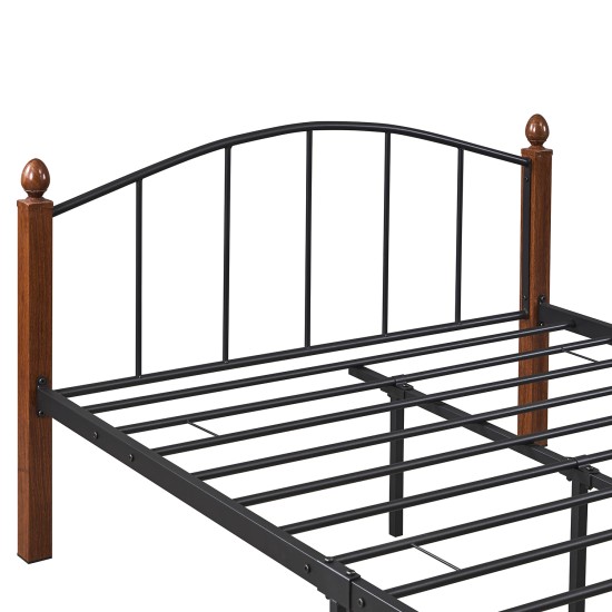 Κρεβάτι Ημίδιπλο  LARAMIE Μαύρο/Καρυδί Μέταλλο Για Στρώμα 120x200cm