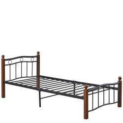 Κρεβάτι Μονό  ARROWHEAD Μαύρο/Καρυδί Μέταλλο Για Στρώμα 90x200cm