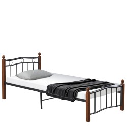 Κρεβάτι Μονό  ARROWHEAD Μαύρο/Καρυδί Μέταλλο Για Στρώμα 90x200cm