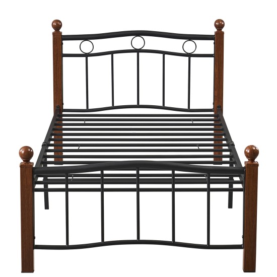 Κρεβάτι Μονό  ARROWHEAD Μαύρο/Καρυδί Μέταλλο Για Στρώμα 90x200cm