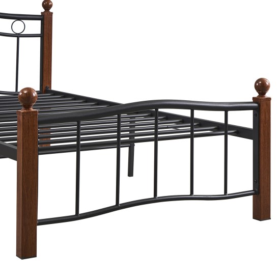 Κρεβάτι Μονό  ARROWHEAD Μαύρο/Καρυδί Μέταλλο Για Στρώμα 90x200cm