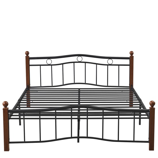 Κρεβάτι Ημίδιπλο  ARROWHEAD Μαύρο/Καρυδί Μέταλλο Για Στρώμα 120x200cm