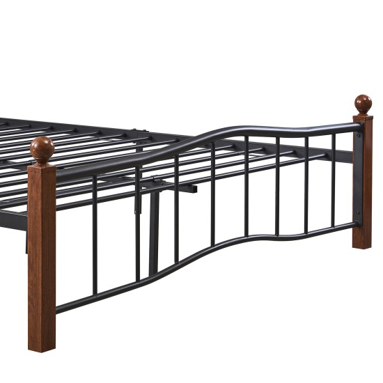 Κρεβάτι Ημίδιπλο  ARROWHEAD Μαύρο/Καρυδί Μέταλλο Για Στρώμα 120x200cm