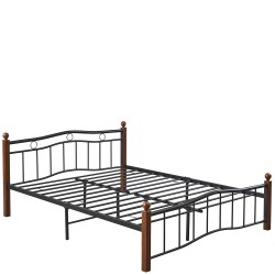 Κρεβάτι Διπλό  ARROWHEAD Μαύρο/Καρυδί Μέταλλο Για Στρώμα 150x200cm