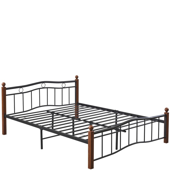 Κρεβάτι Διπλό  ARROWHEAD Μαύρο/Καρυδί Μέταλλο Για Στρώμα 150x200cm