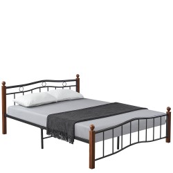 Κρεβάτι Διπλό  ARROWHEAD Μαύρο/Καρυδί Μέταλλο Για Στρώμα 150x200cm