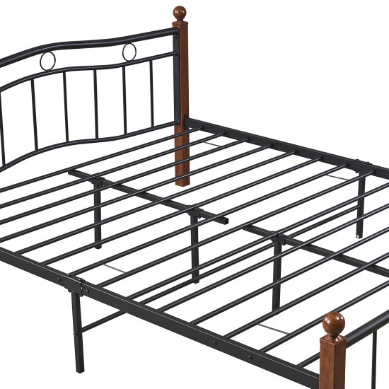 Κρεβάτι Διπλό  ARROWHEAD Μαύρο/Καρυδί Μέταλλο Για Στρώμα 150x200cm