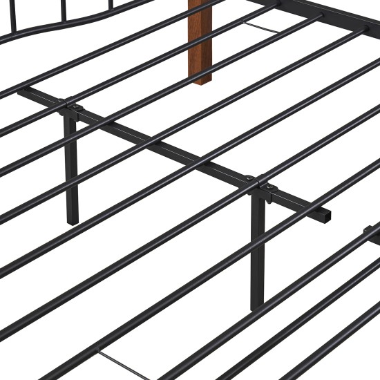 Κρεβάτι Διπλό  ARROWHEAD Μαύρο/Καρυδί Μέταλλο Για Στρώμα 150x200cm