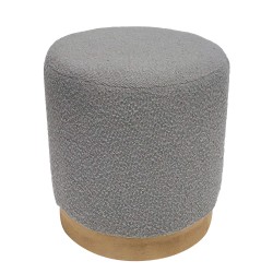 Σκαμπό  KENTUCK Με Ξύλινη Βάση Γκρι Ύφασμα Μπουκλέ 38x38x40cm