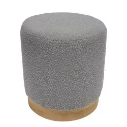 Σκαμπό  KENTUCK Με Ξύλινη Βάση Γκρι Ύφασμα Μπουκλέ 38x38x40cm