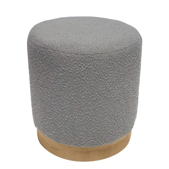 Σκαμπό  KENTUCK Με Ξύλινη Βάση Γκρι Ύφασμα Μπουκλέ 38x38x40cm