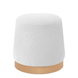 Σκαμπό  PRIMULA Με Ξύλινη Βάση Λευκό Ύφασμα Teddy 38x38x41cm