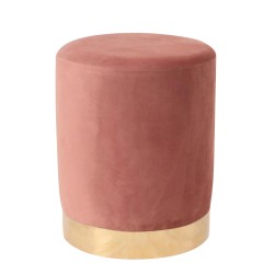 Σκαμπό  MILTONIA Με Μεταλλική Βάση Ροζ Βελούδο 32x32x41cm