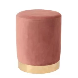 Σκαμπό  MILTONIA Με Μεταλλική Βάση Ροζ Βελούδο 32x32x41cm