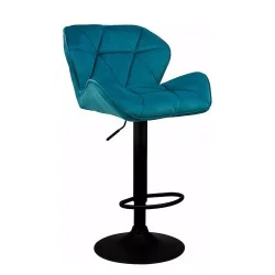 Σκαμπό Bar  HERMOSO Με Πλάτη Πτυσσόμενο Πετρόλ Βελούδο/Μέταλλο 36x48x91-111cm