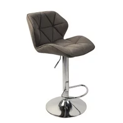 Σκαμπό Bar  HERMOSO Με Πλάτη Πτυσσόμενο Γκρι Βελούδο/Μέταλλο 36x48x91-111cm