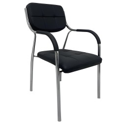 Καρέκλα Επισκέπτη GUESTEASE Μαύρο/Χρώμιο PU/Μέταλλο 48x41x87cm Καρέκλα Επισκέπτη GUESTEASE Μαύρο/Χρώμιο PU/Μέταλλο 48x41x87cm