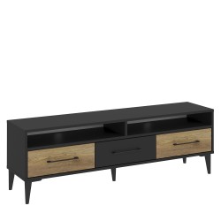 Έπιπλο Τηλεόρασης  SYBILLA Φυσικό/Μαύρο Μοριοσανίδα/Μελαμίνη 150x35x53cm