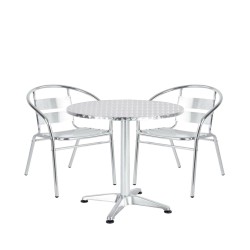 Σετ Τραπεζαρία Κήπου  IO Αλουμίνιο Ασημί Με 2 Πολυθρόνες 14990094