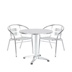 Σετ Τραπεζαρία Κήπου  IO Αλουμίνιο Ασημί Με 2 Πολυθρόνες 14990094
