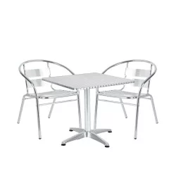 Σετ Τραπεζαρία Κήπου  CALLISTO Αλουμίνιο Ασημί Με 2 Πολυθρόνες 14990102