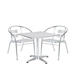 Σετ Τραπεζαρία Κήπου  CALLISTO Αλουμίνιο Ασημί Με 2 Πολυθρόνες 14990102