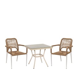 Σετ Τραπεζαρία Κήπου  ANGOLA Λευκό Αντικέ Με 2 Πολυθρόνες 14990270