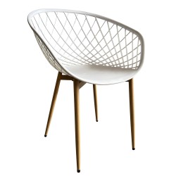 Καρέκλα Κήπου  BALI Λευκό/Φυσικό PP/Μέταλλο 62x42x82cm Καρέκλα Κήπου  BALI Λευκό/Φυσικό PP/Μέταλλο 62x42x82cm