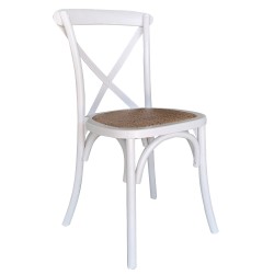 Καρέκλα Επαγγελματική  Στοιβαζόμενη JANUS Λευκό Ξύλο/Rattan 45x42x87cm