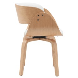 Πολυθρόνα Τραπεζαρίας  GUNNAR Λευκό/Φυσικό Ξύλο/PU 51x53x75cm Πολυθρόνα Τραπεζαρίας  GUNNAR Λευκό/Φυσικό Ξύλο/PU 51x53x75cm