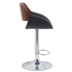 Σκαμπό Bar  HAGEN Μαύρο/Καφέ Ξύλο/PU/Αλουμίνιο 52x51x89-110.5cm