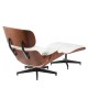 Πολυθρόνα Relax  MIREN Με Υποπόδιο Λευκό/Καφέ Ξύλο/PU 82x92x78cm