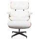 Πολυθρόνα Relax  MIREN Με Υποπόδιο Λευκό/Καφέ Ξύλο/PU 82x92x78cm