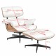 Πολυθρόνα Relax  MIREN Με Υποπόδιο Λευκό/Καφέ Ξύλο/PU 82x92x78cm
